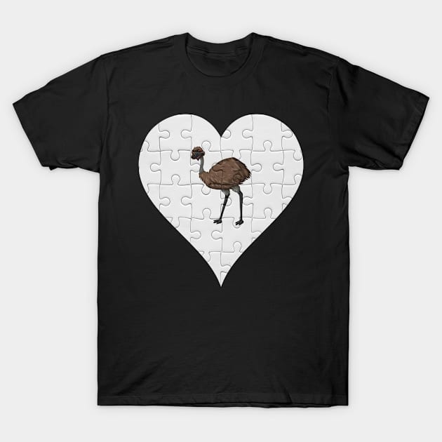 Jigsaw  Ostrich Heart Design - Wild Animal Ostrich T-Shirt by giftideas